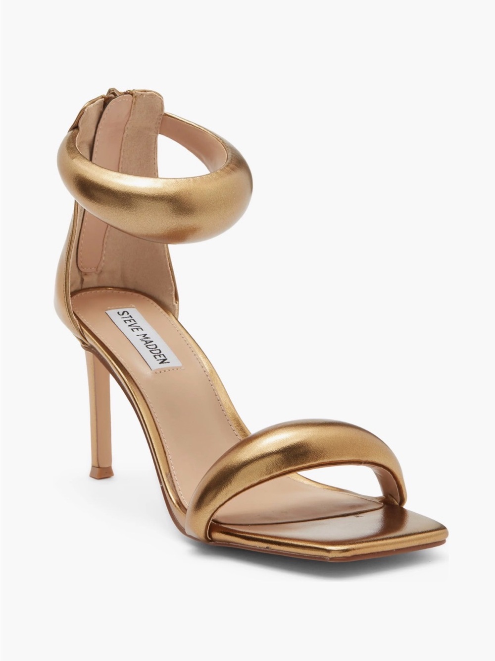Steve Madden Metallic Gold Padded Ankle-Strap High Heel Sandal